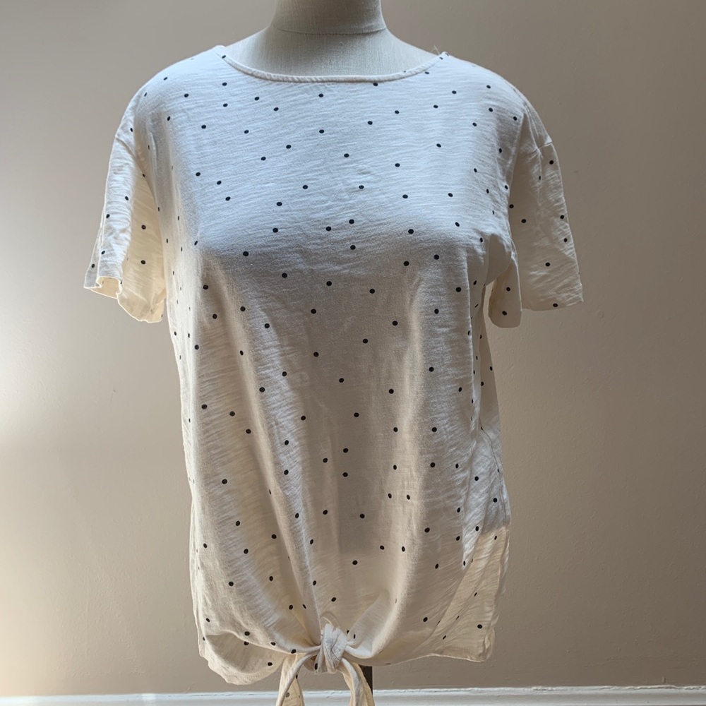 Cream & polka dot tee